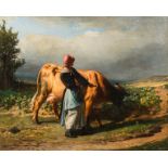 Vital Jean De Gronckel (1820-1890): Return to the farm, oil on canvas