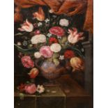 Flemish school: Still life of flowers, oil on canvas, 17th C.
