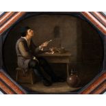 Flemish school: A pipe smoker in an interior, oil on panel, 17th C.