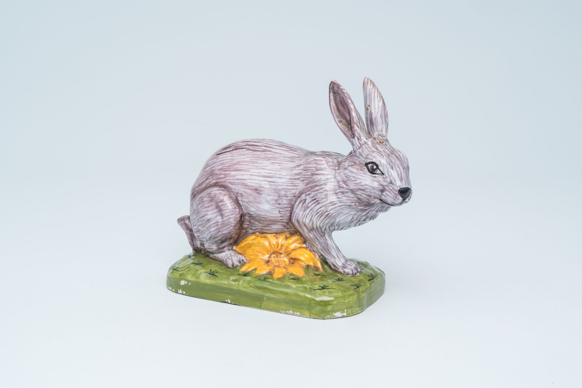 A polychrome model of a rabbit, Desvres, North of France, ca. 1900