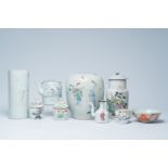 A varied collection of Chinese famille rose and qianjiang cai porcelain, 19th/20th C.