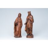 Two wood sculptures of female saints, 17th/18th C.