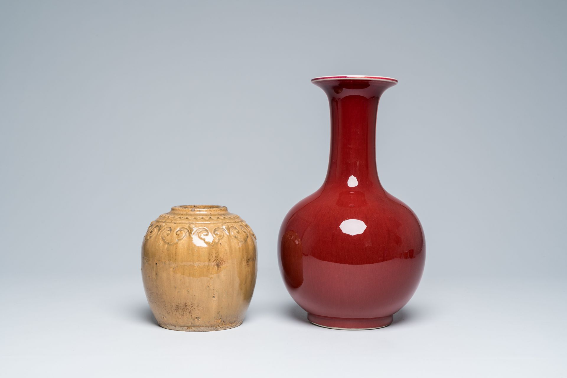 A varied collection of Chinese monochrome porcelain, comprising a jar, a vase, six bowls and two cup - Image 5 of 47