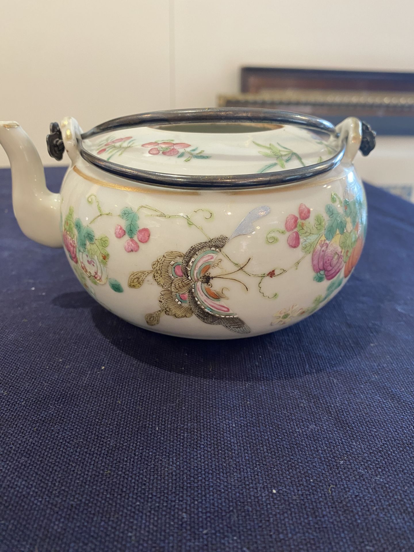 A Chinese famille rose teapot and cover with swallows and butterflies among blossoming branches, 19t - Image 21 of 21