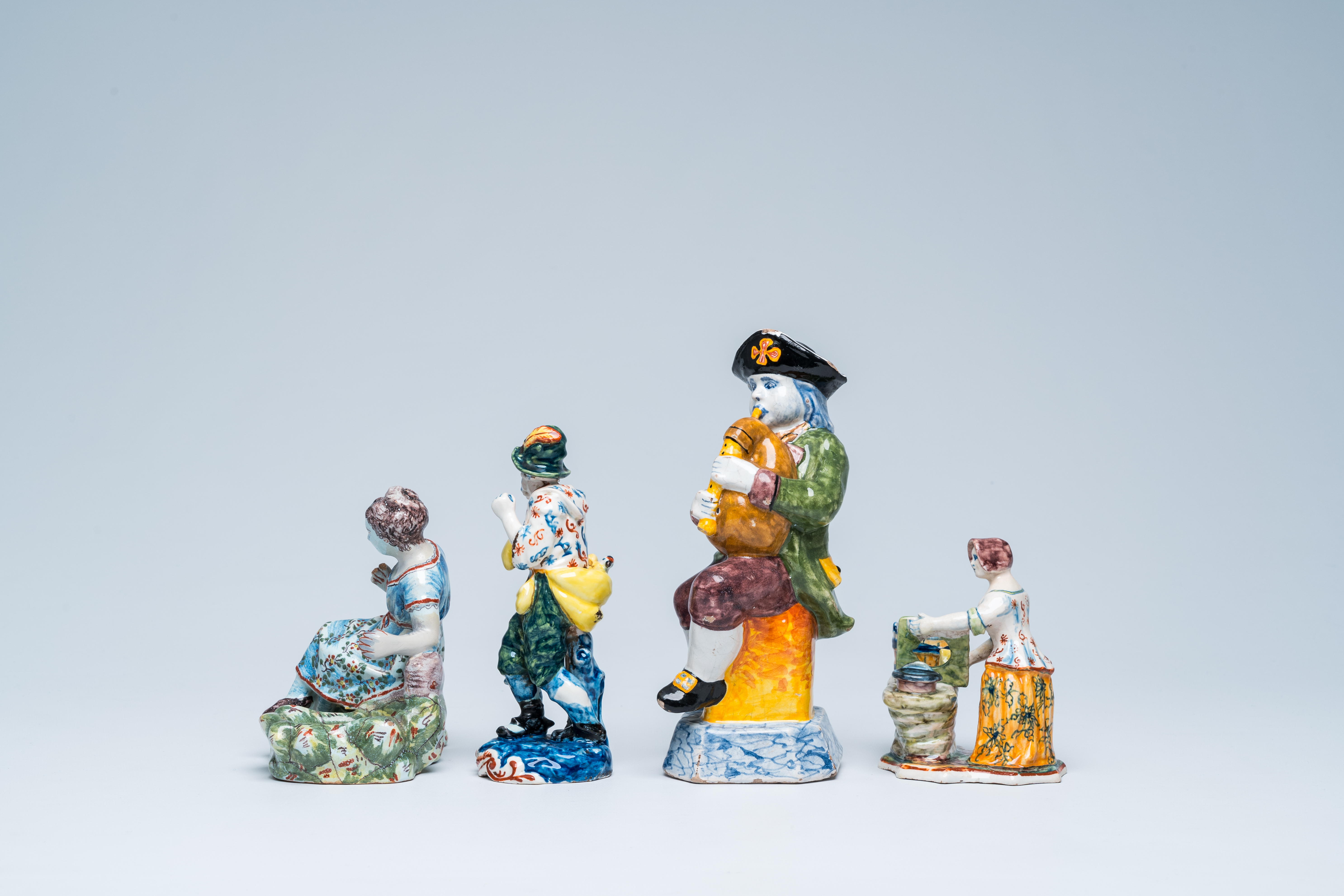 Four polychrome Dutch Delft figures, 19th C. - Image 5 of 7