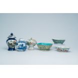 A varied collection of Chinese famille rose, blue, white and qianjiang cai porcelain, 19th/20th C.