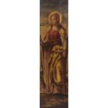 School of the 17th C.: Saint Catherine of Alexandria and Saint Paul, leaf of a triptych, oil on pane
