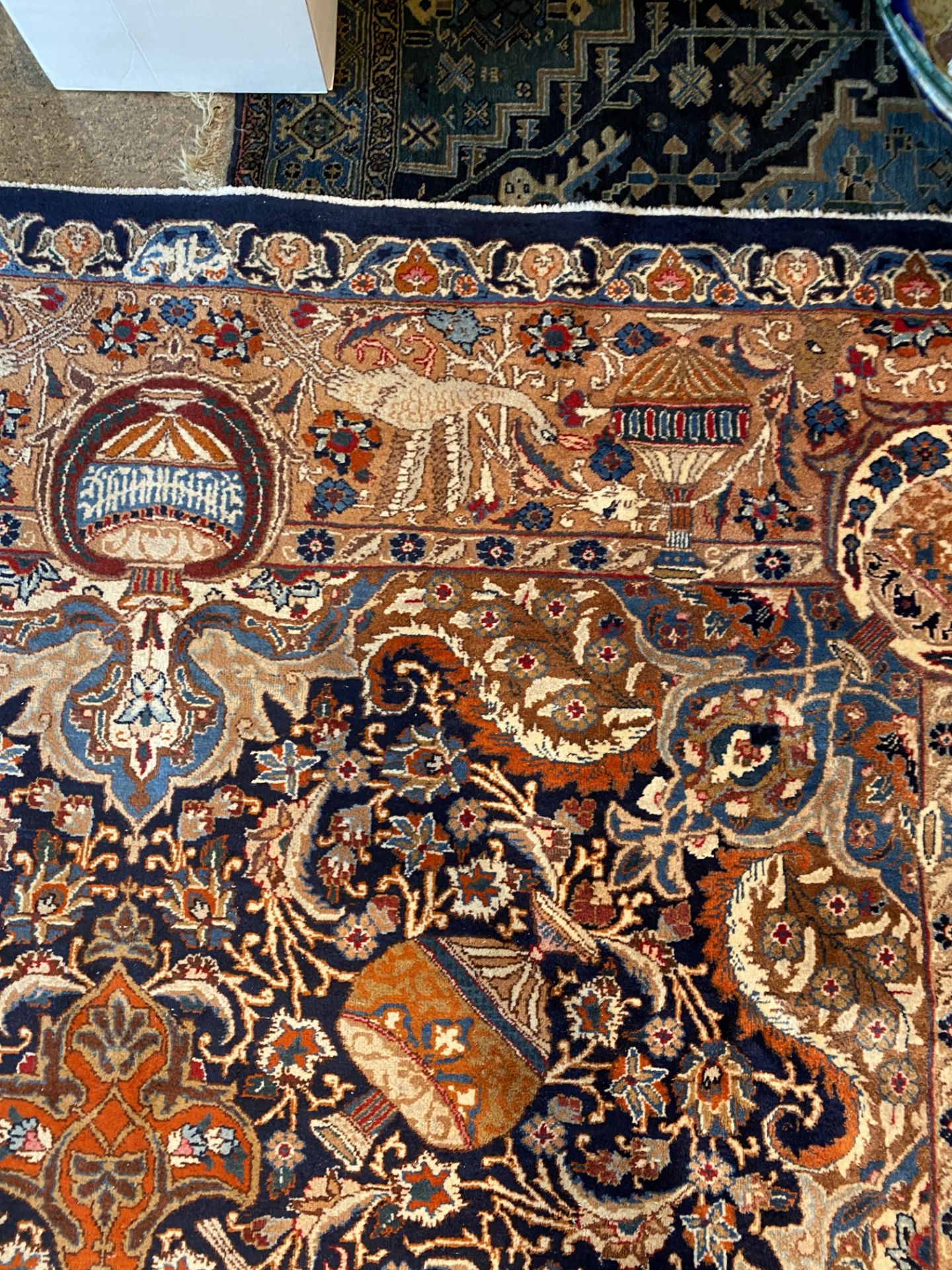 A large Iranian Kashmir rug with antiquities and birds among blossoming branches, wool on cotton, 20 - Image 9 of 14