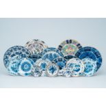 An extensive collection of blue, white and polychrome Dutch Delft dishes and plates, 18th/19th C.