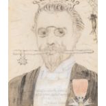 James Ensor (1860-1949): 'Portrait de Leon Rinskoff futur baron du rat mort', mixed media on paper,