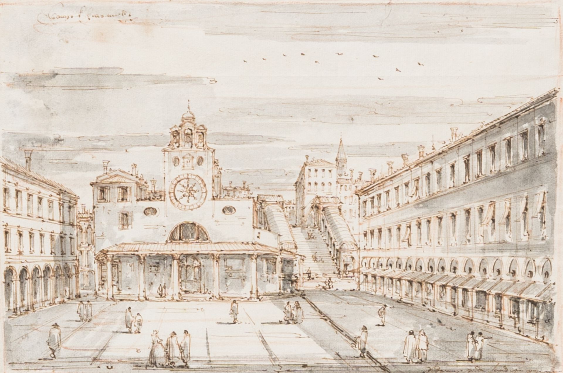 Italian school: Two Venetian vedute, mixed media on paper, probably 19th C. - Bild 5 aus 6