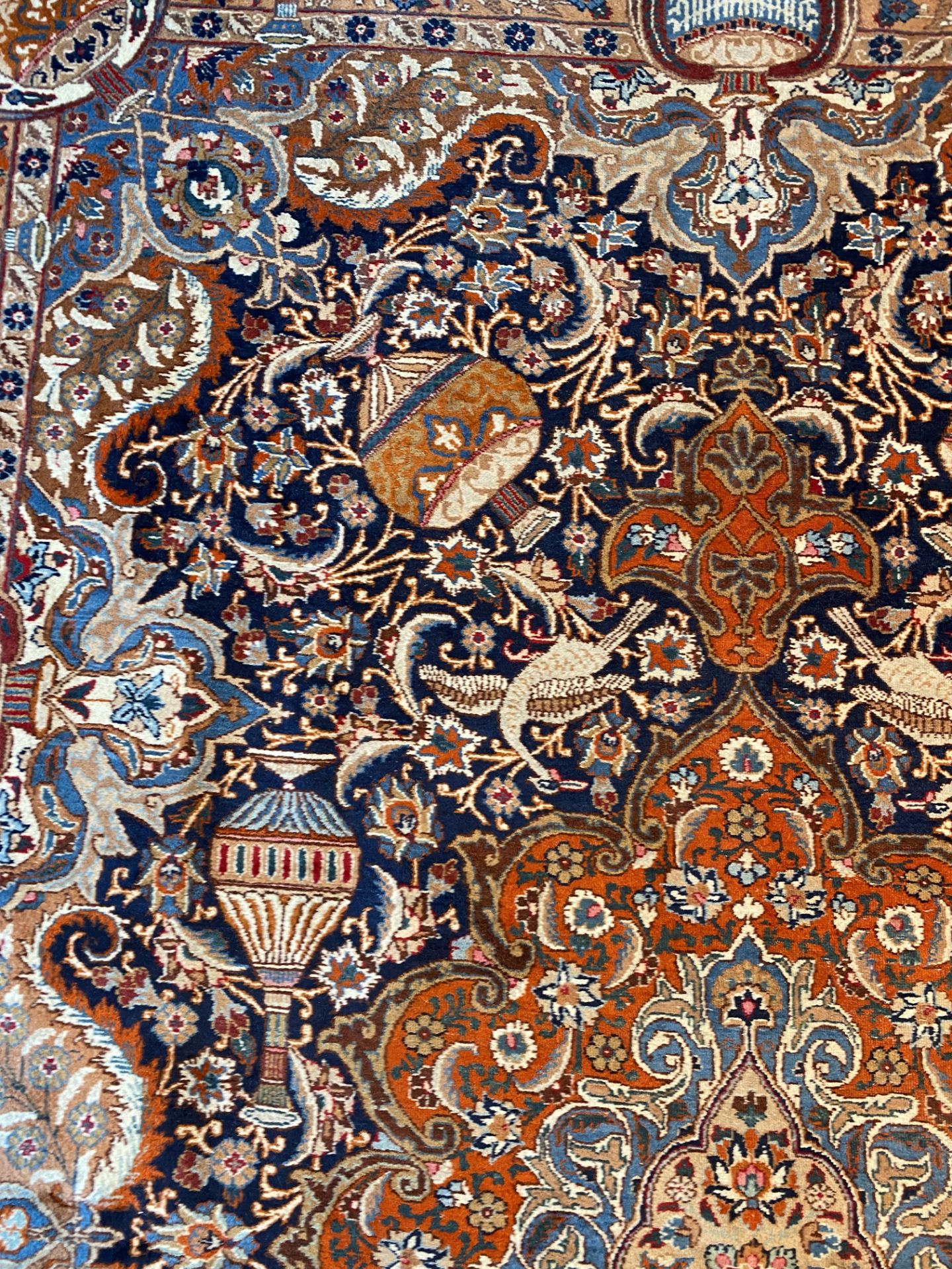 A large Iranian Kashmir rug with antiquities and birds among blossoming branches, wool on cotton, 20 - Image 11 of 14