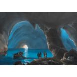 Italian school: 'Grotta blu a Capri' (The Blue Grotto in Capri), gouache on paper, 19th C.