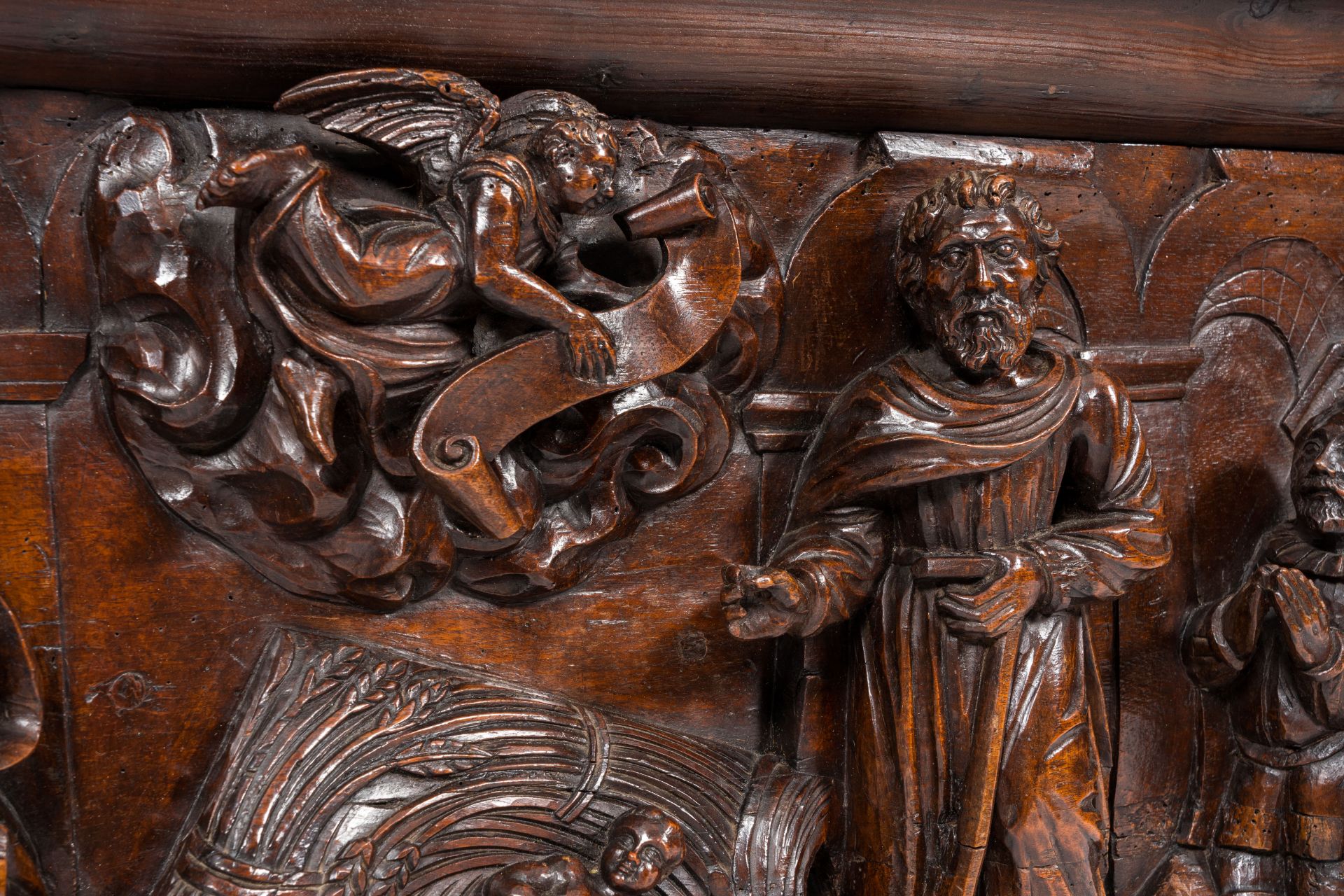 A large Flemish carved wood 'Nativity' panel, 17th C. - Image 2 of 6