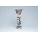 A large Dutch Delft cashmire palette vase with birds among blossoming branches, ca. 1700