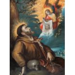 Southern European School: Saint Francis of Assisi in ecstasy, oil on copper, 18th C.
