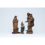 Two wood sculptures of the Madonna with Child and one of Saint Catherine of Alexandria, 18th/19th C.