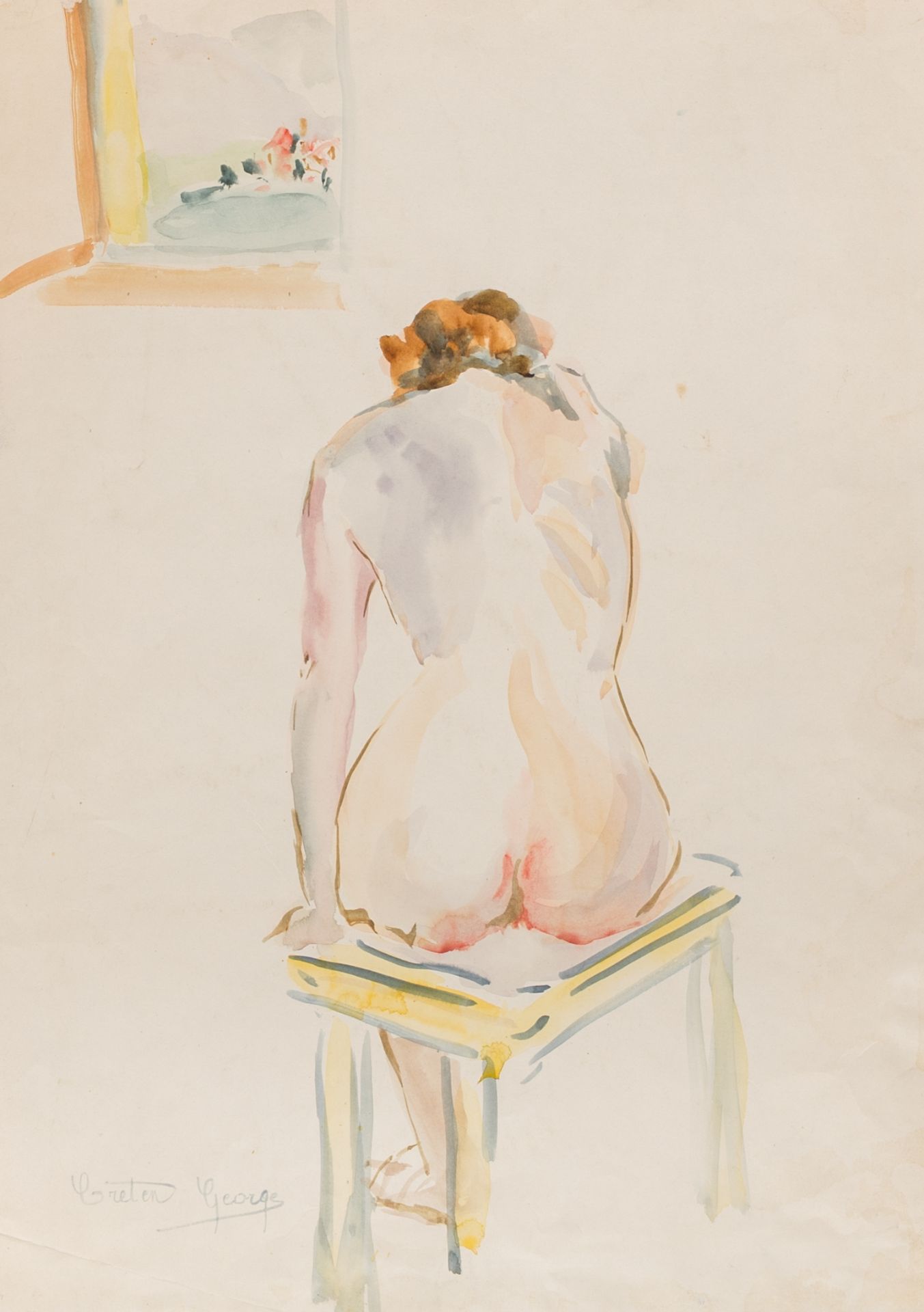 Marcel Stobbaerts (1899-1979) and Georges Creten (1887-1996): Female nude, oil and watercolour on pa - Image 6 of 9