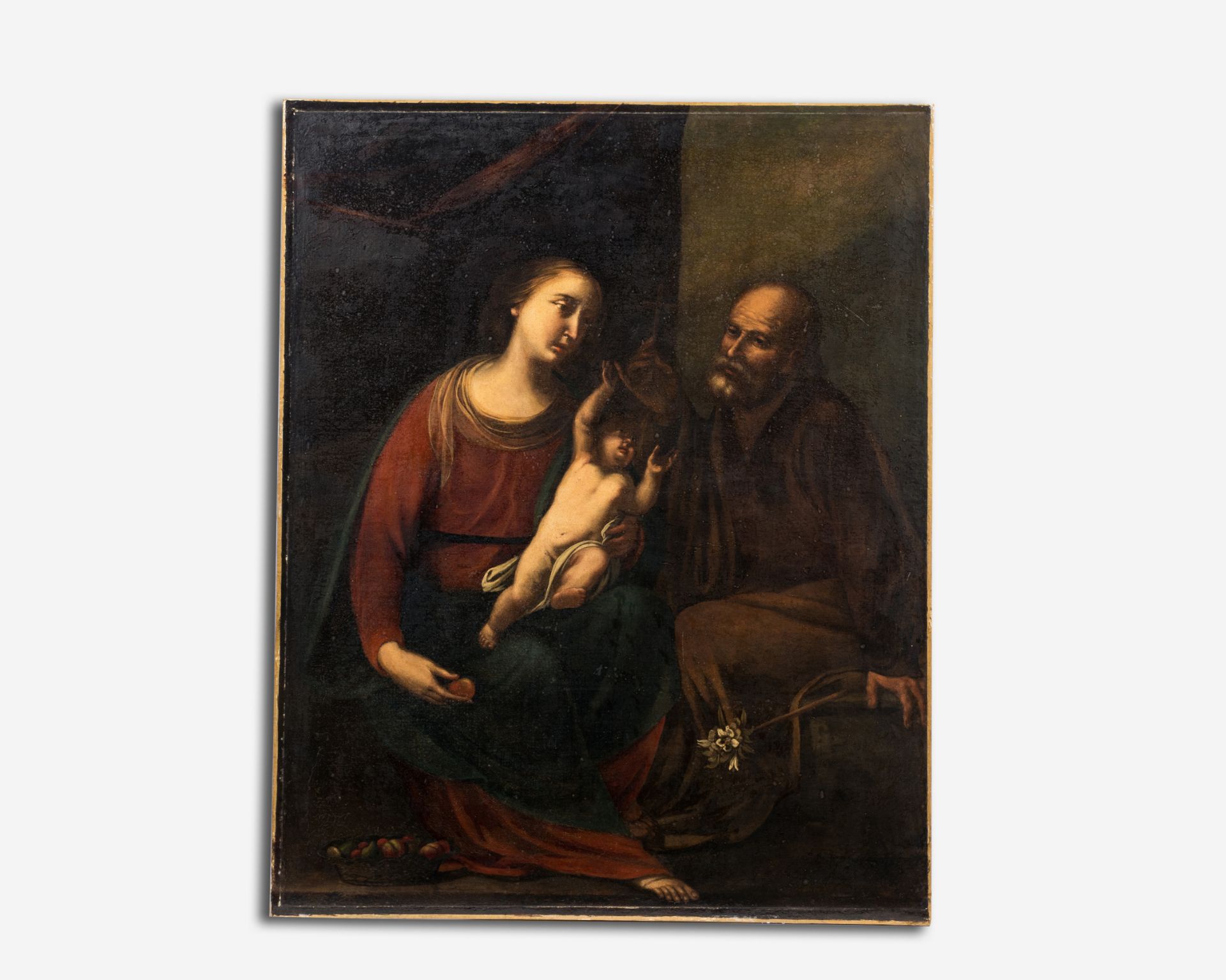 Italian school: The Holy Family, oil on canvas, 17th C. - Image 2 of 6