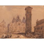 Italian school: View of St. Mark's Square or Piazza San Marco in Venice, watercolour on paper, 19th