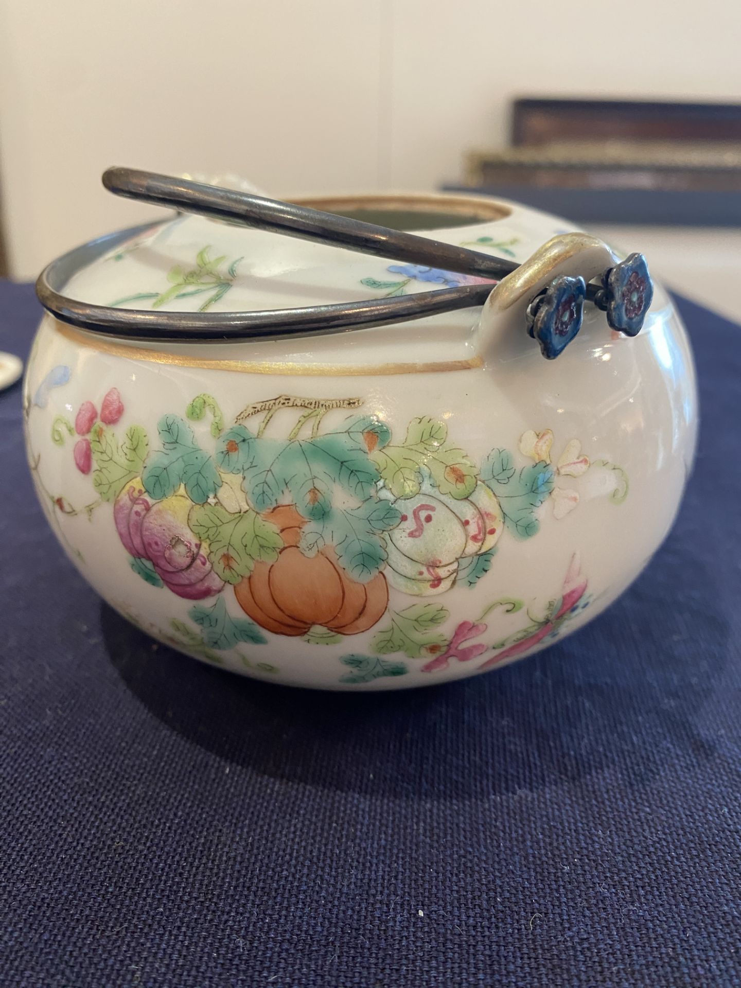 A Chinese famille rose teapot and cover with swallows and butterflies among blossoming branches, 19t - Image 20 of 21