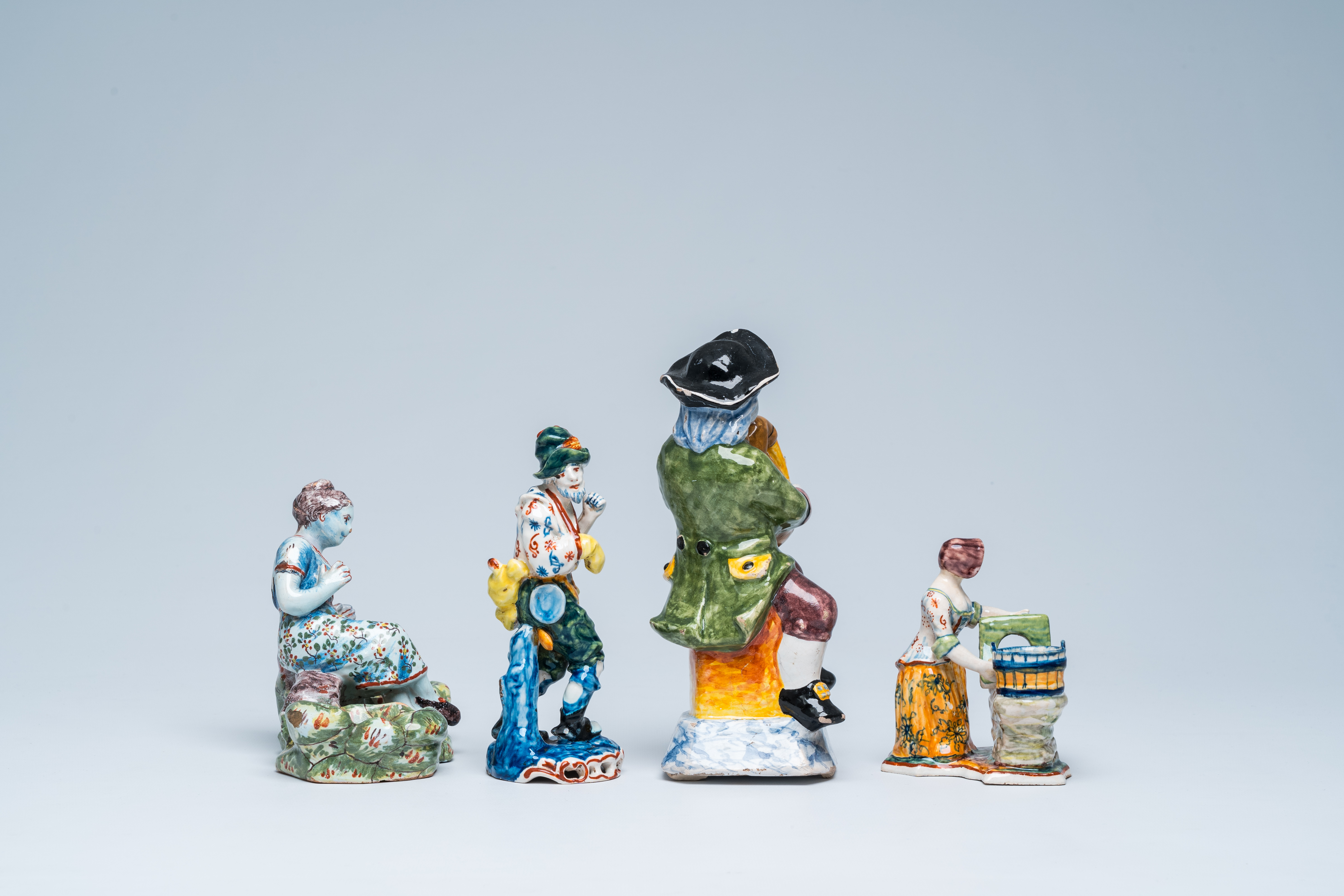 Four polychrome Dutch Delft figures, 19th C. - Image 4 of 7