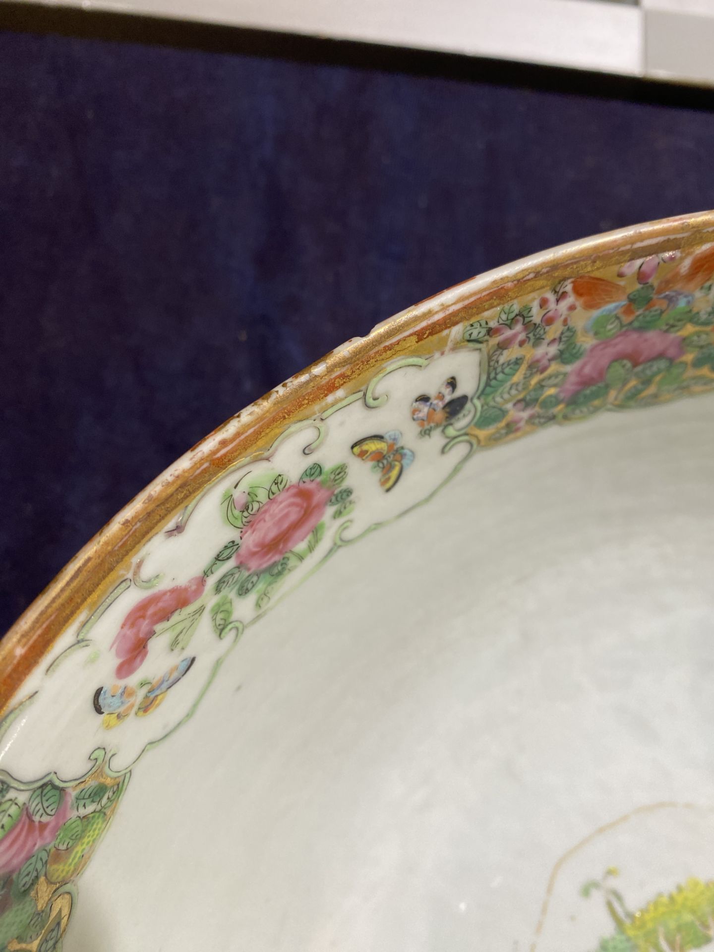 A Chinese Canton famille rose Islamic market bowl with birds and butterflies among blossoming branch - Image 15 of 18