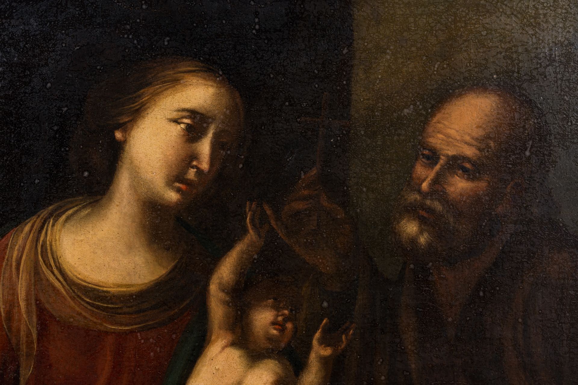 Italian school: The Holy Family, oil on canvas, 17th C. - Image 5 of 6