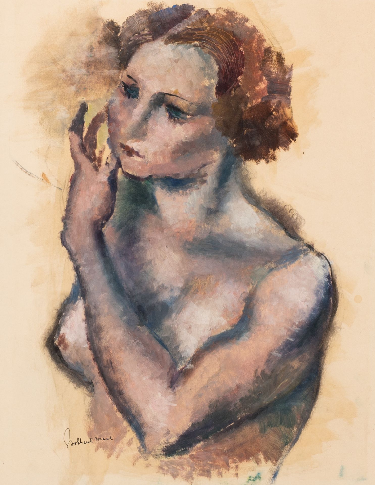 Marcel Stobbaerts (1899-1979) and Georges Creten (1887-1996): Female nude, oil and watercolour on pa - Image 2 of 9
