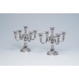 A pair of Belgian silver Louis XV style candlesticks, 830/000, 20th C.