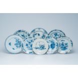 Eight blue and white Delft dishes, England and The Netherlands, 18th C.
