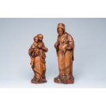 Two wood sculptures of the Madonna with Child, 17th/18th C.