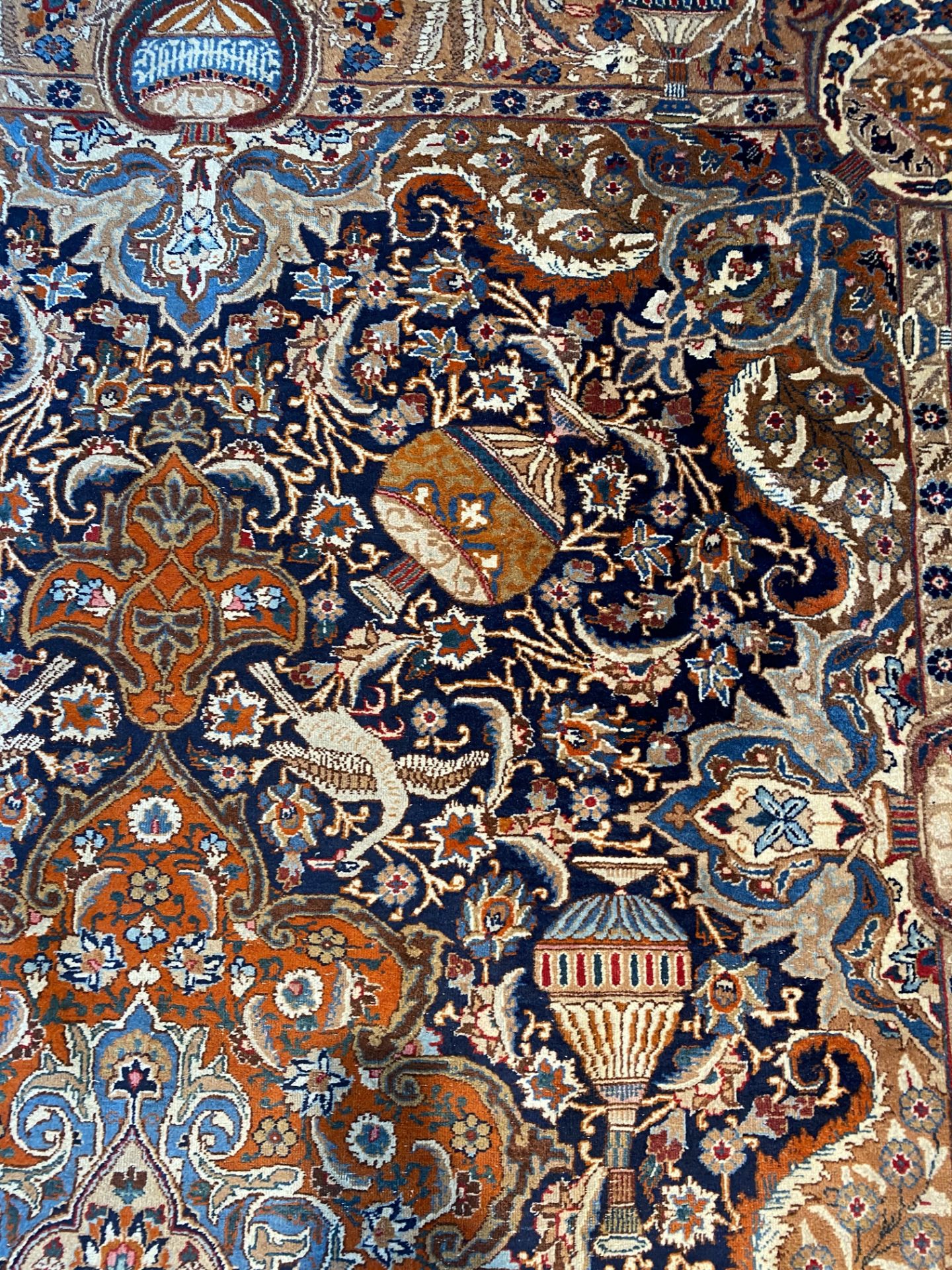 A large Iranian Kashmir rug with antiquities and birds among blossoming branches, wool on cotton, 20 - Image 8 of 14