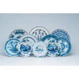 Ten blue and white Delft dishes, England and The Netherlands, 18th C.