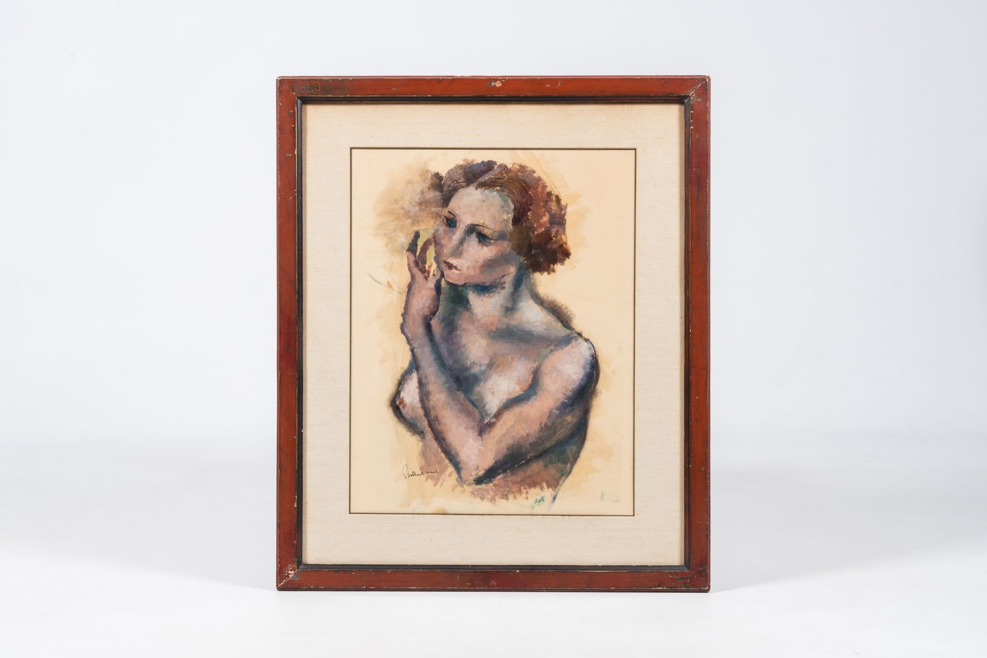Marcel Stobbaerts (1899-1979) and Georges Creten (1887-1996): Female nude, oil and watercolour on pa - Image 3 of 9