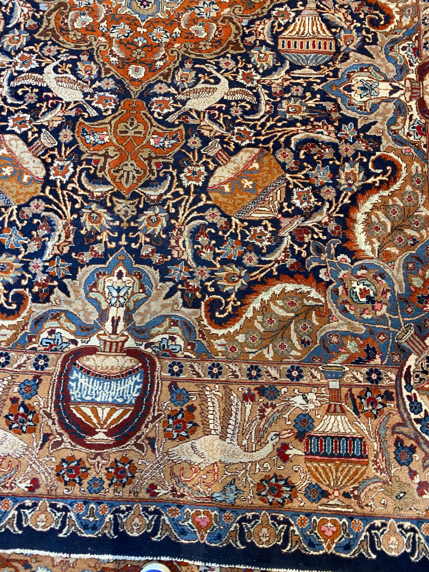 A large Iranian Kashmir rug with antiquities and birds among blossoming branches, wool on cotton, 20 - Image 7 of 14