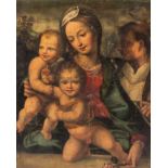 Italian School: Madonna and Child, John the Baptist and a Saint, oil on canvas, 16th C.