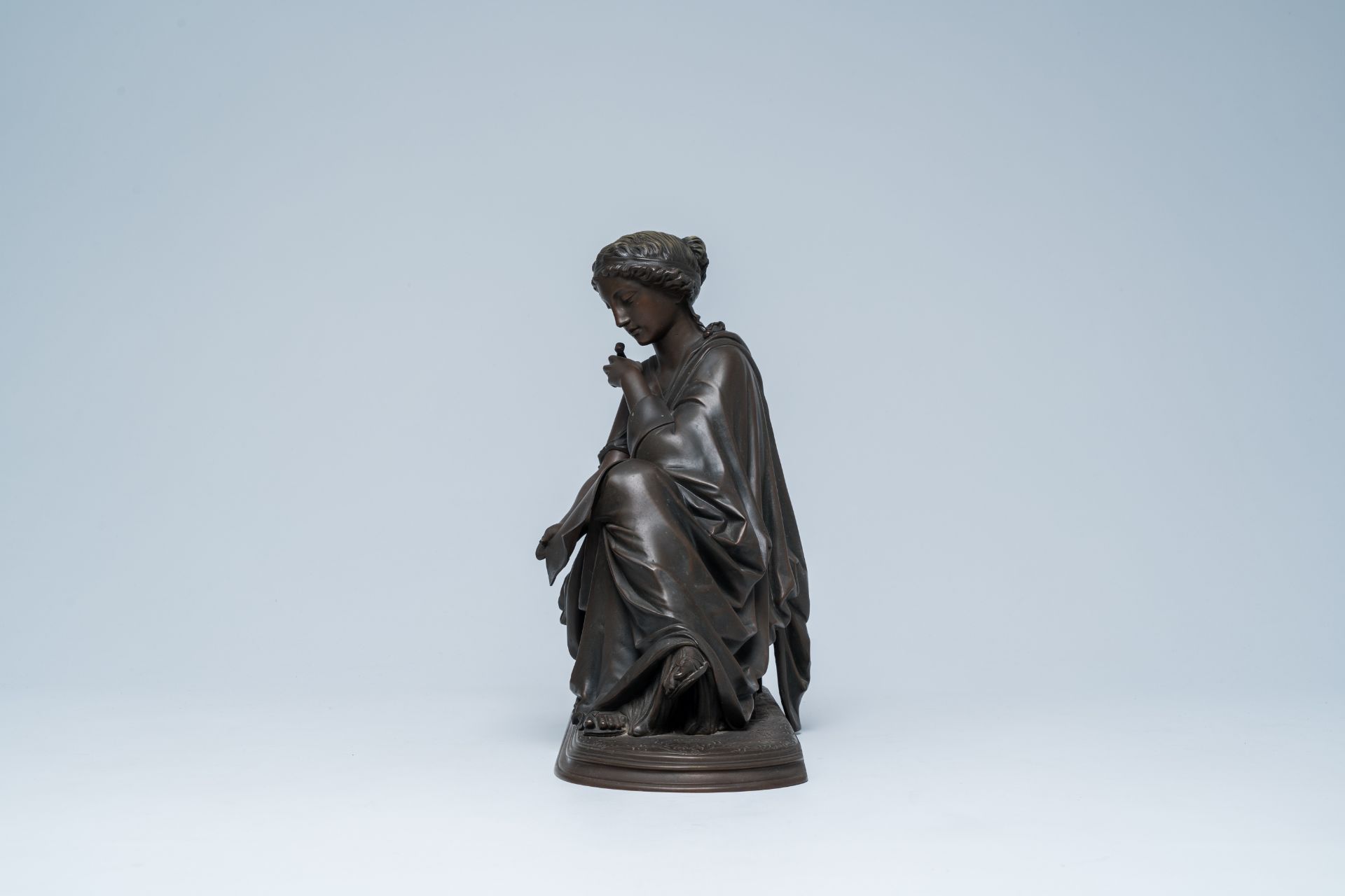 French school: 'Geografia' or the personification of geography, patinated bronze on a black-gray mar - Bild 3 aus 10