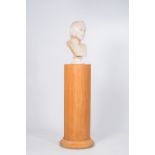An Italian marble bust of Dante Alighieri on a modern wood stand, 19th/20th C.