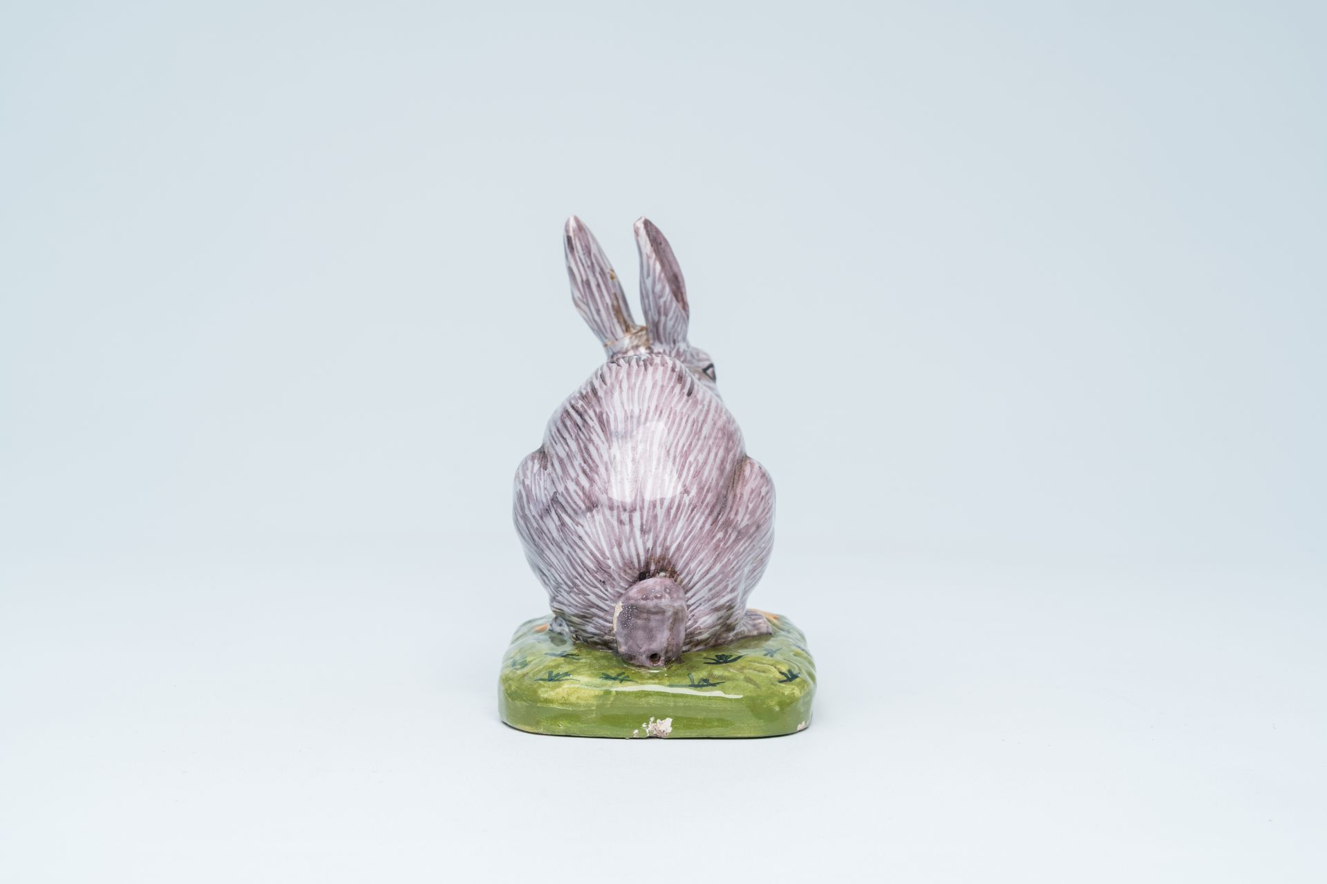 A polychrome model of a rabbit, Desvres, North of France, ca. 1900 - Image 5 of 7
