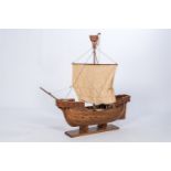 A large wood model of a caravel, 20th C.