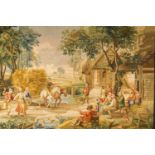 A Flemish wall tapestry with 'The return of the harvest' after David Teniers, Koninklijke Manufactuu