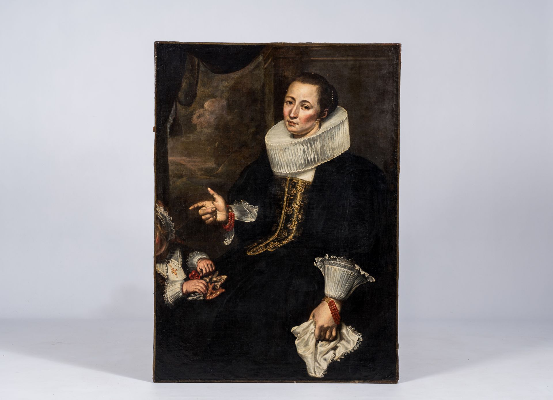 Flemish school, in the manner of Cornelis de Vos (1584-1651): Portrait of a lady, oil on canvas, 17t - Image 2 of 7