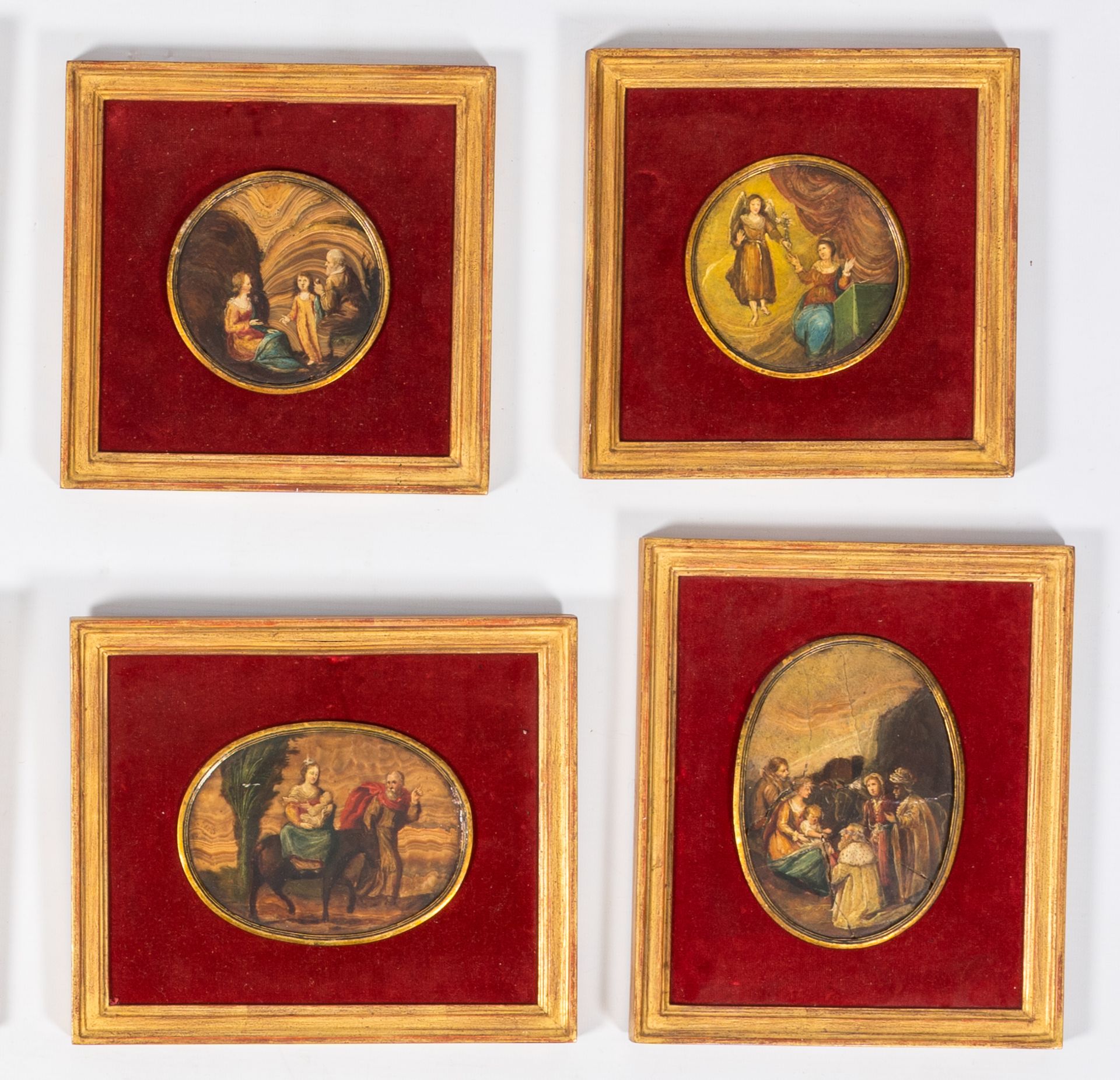 Italian school: Eight round and oval paintings depicting the life of Christ and Mary, oil on agate, - Image 3 of 4