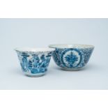 Two blue and white Dutch Delft bowls, 18th C.