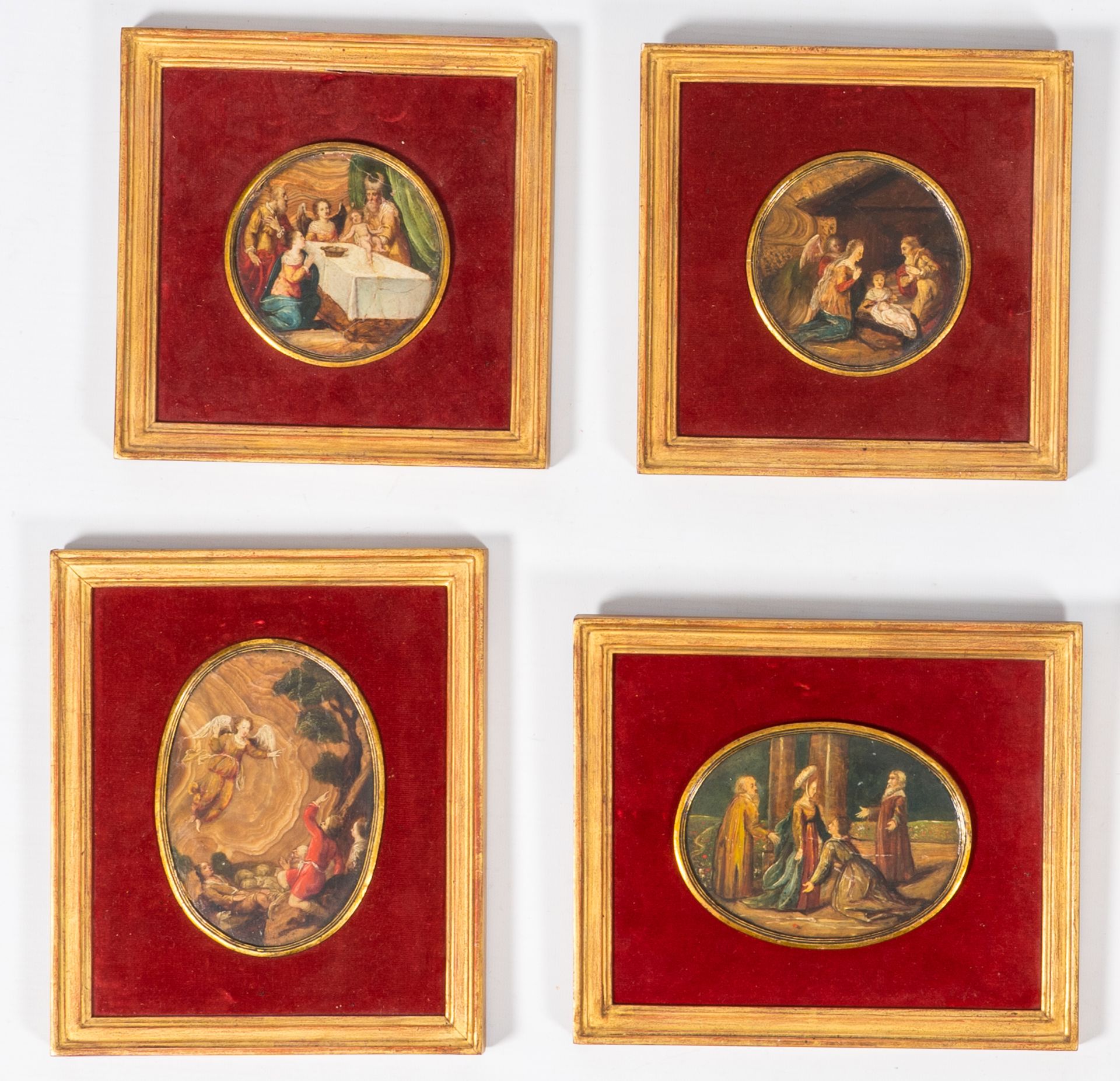 Italian school: Eight round and oval paintings depicting the life of Christ and Mary, oil on agate, - Image 4 of 4