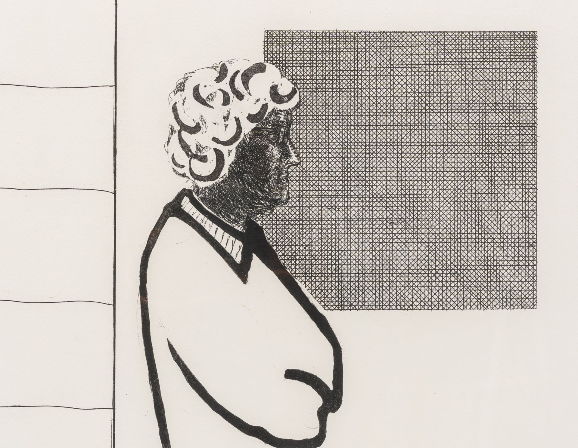 Roger Raveel (1921-2013): Profile with hatched square, etching, ed. 34/50