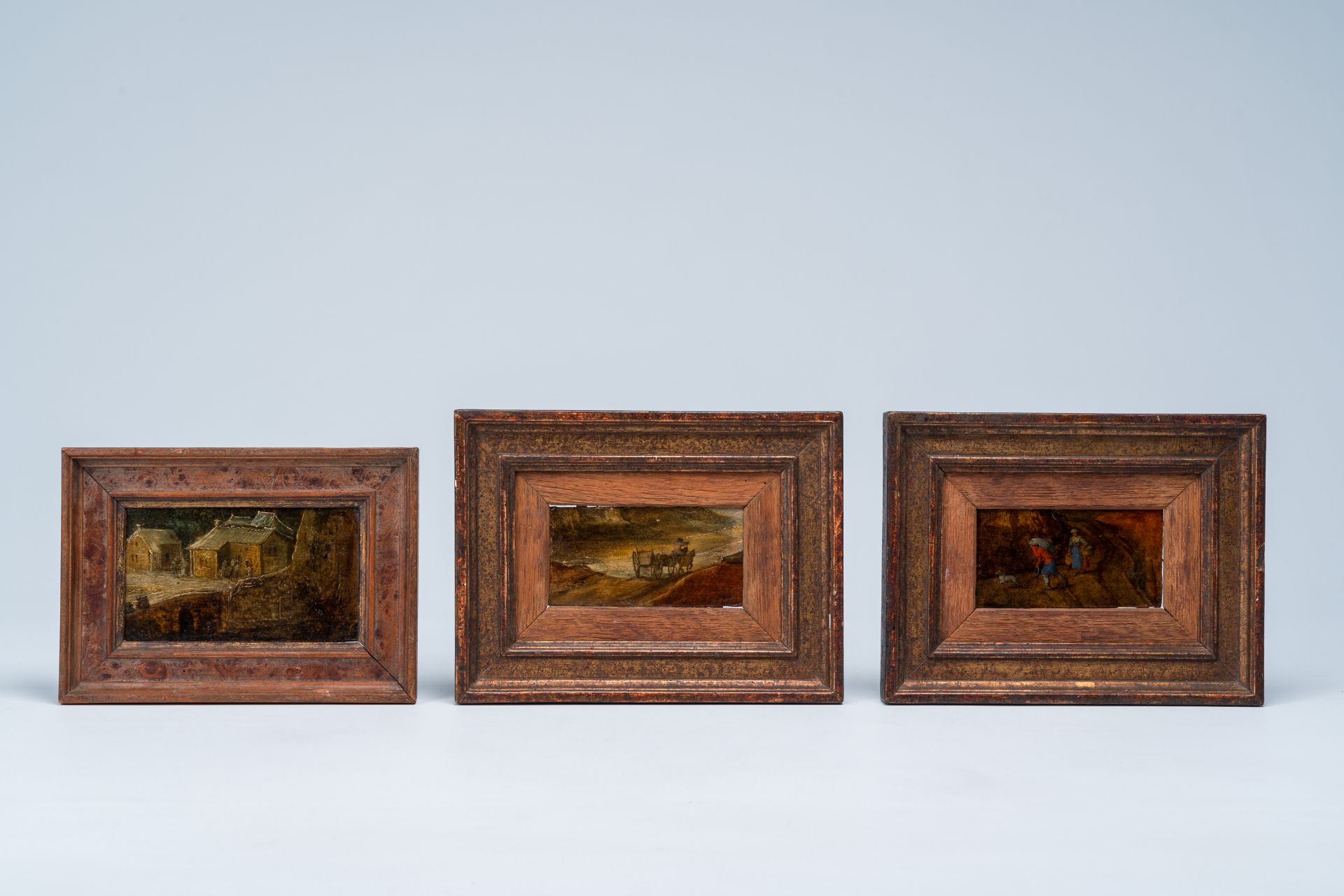 Flemish school, in the manner of Joos de Momper and Jan II Brueghel: Three scenes from everyday life