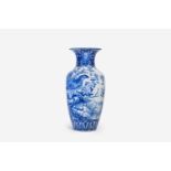 A large Japanese blue and white Arita vase with eagles among blossoming branches, Meiji, ca. 1900