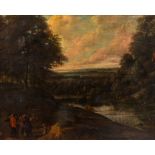 Flemish school: An animated landscape, oil on canvas, 18th C.